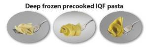 Frozen precooked IQF pasta and frozen filled pasta